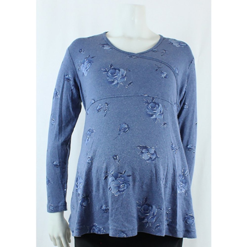 VINTAGE 90s Blue Rose Maternity Top Size S
